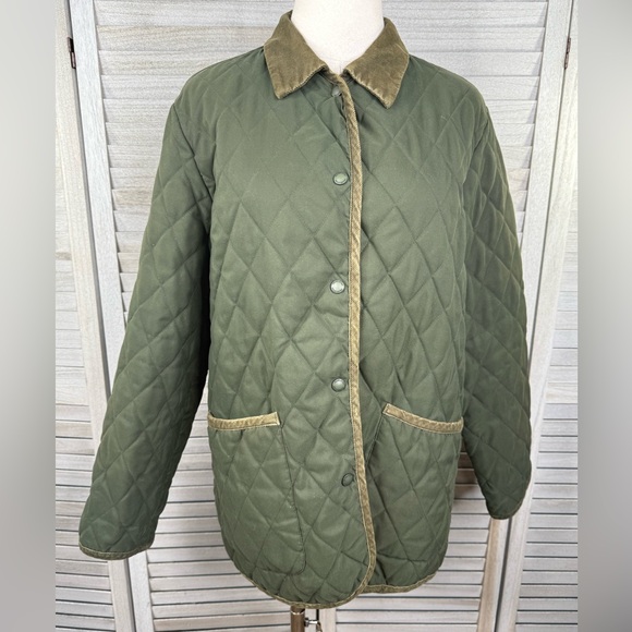 Pendleton Jackets & Blazers - PENDLETON (Originals) Women's Vintage Quilted Barn Coat w Corduroy Trim Olive-M